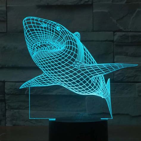 Tamproad 3d Vision Shark Night Light Gradient Led Table Lamp Touch
