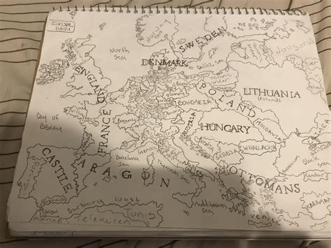 Hand Drawn Map Of Europe 1444 Reu4