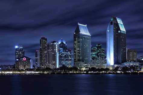 San Diego Skyline At Night Photograph By Larry Marshall