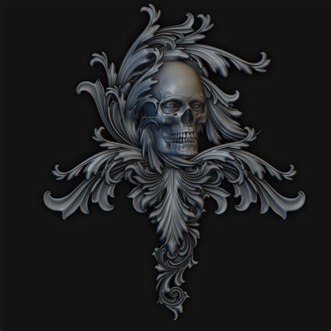 Skull Relief Art 3d Stl Models For Artcam And Aspire