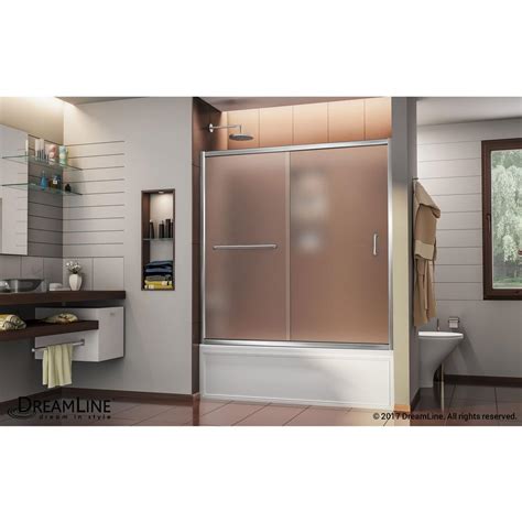 8 mm thick clear tempered door glass. DreamLine Infinity-Z 56 in. to 60 in. x 58 in. Semi ...