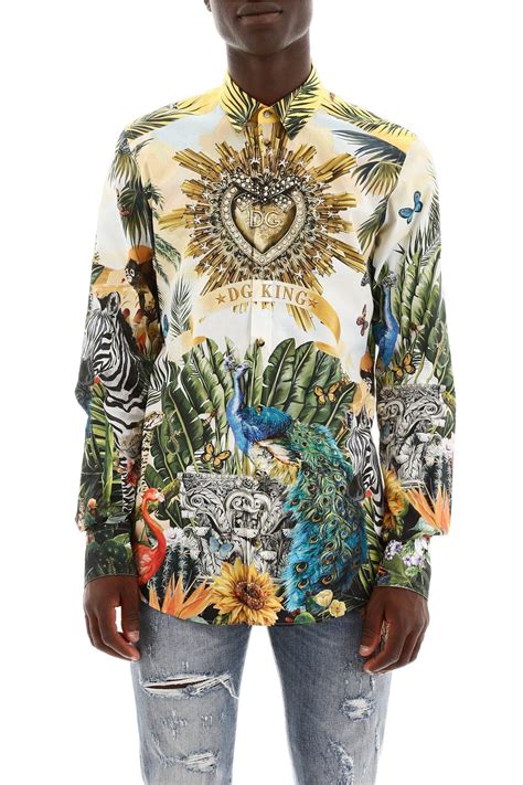 Dolce And Gabbana Cotton Dolce And Gabbana Tropico Dg King Shirt In Green