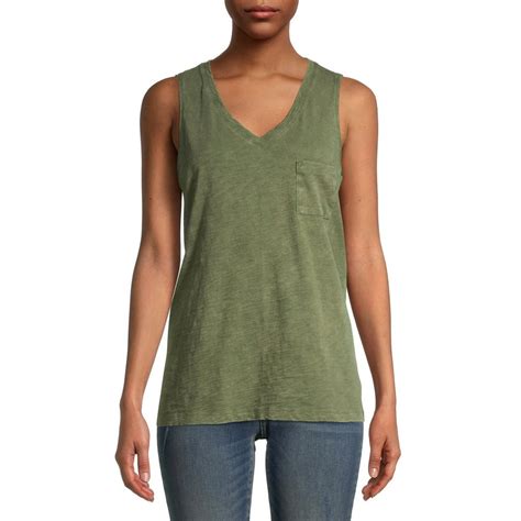 Time And Tru Time And Tru Womens V Neck Pocket Tank Top