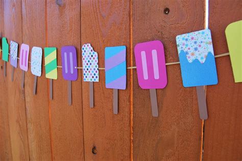Popsicle Garland Ice Cream Party Garland Summertime Birthday Etsy