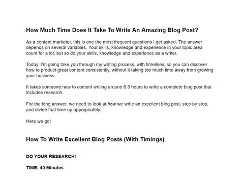 How Long Should You Spend Writing A Blog Post W Time Frame