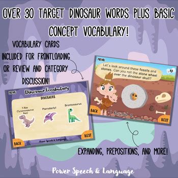 DINOSAURS Boom Cards Speech Therapy WH Questions Basic Concepts Homework