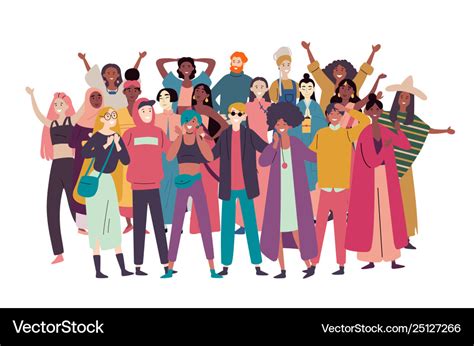Crowd People Of Different Nationalities Vector