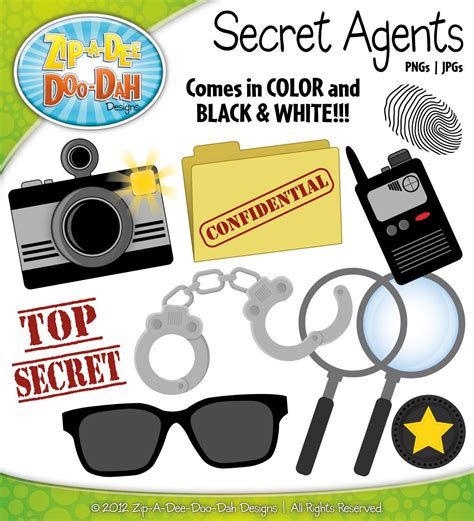 Secret Agents Detectives Clipart Set Over 10 Graphics Detective