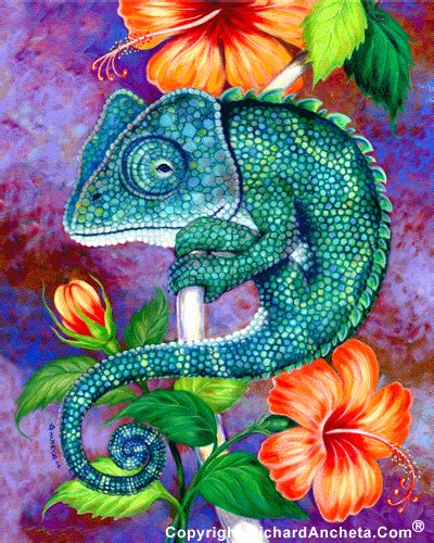 Chameleon Oil Painting By Richard Ancheta