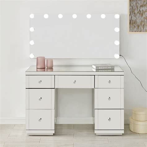 Admire this beauty, whilst getting glammed up every day! Hollywood White Dressing Table & Mirror Set - Rite Price Furniture