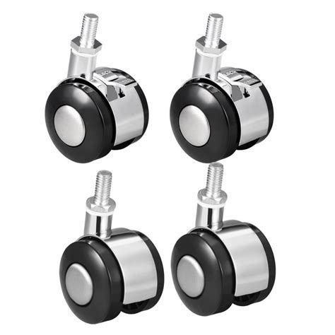 Office Chair Casters 2 M8x15 Threaded Stem Swivel 4 Per Pack