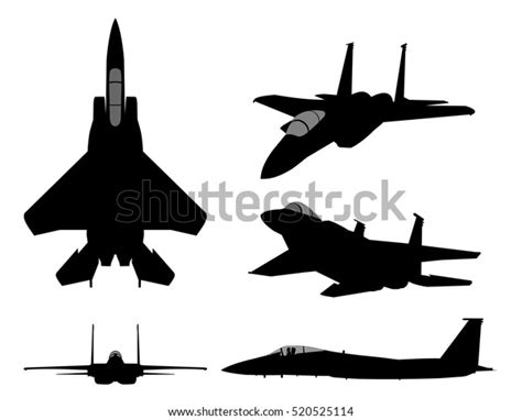 Set Military Jet Fighter Silhouettes Stock Vector Royalty Free