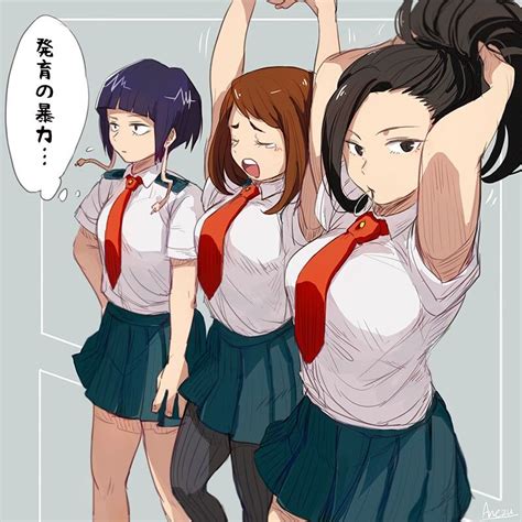 My Hero Academia Girls Yaoyorozu Momo Uraraka Ochaco And Jirou Kyouka Hero Girl Hero Hero