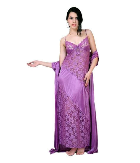 Buy Farry Purple Net Nighty And Night Gowns Pack Of 2 Online At Best Prices In India Snapdeal