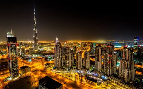 Download Dubai City Night Road Building Hd Wallpaper Background By
