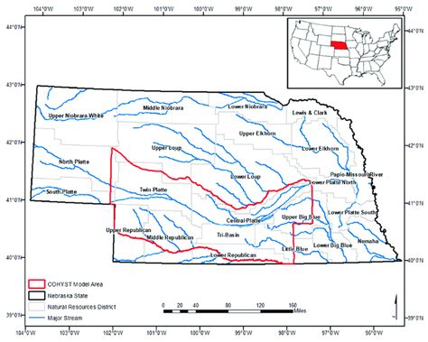 Map Of Nebraska Showing The Cooperative Hydrology Study Cohyst