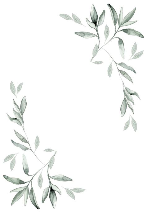 A Drawing Of Some Green Leaves On A White Background
