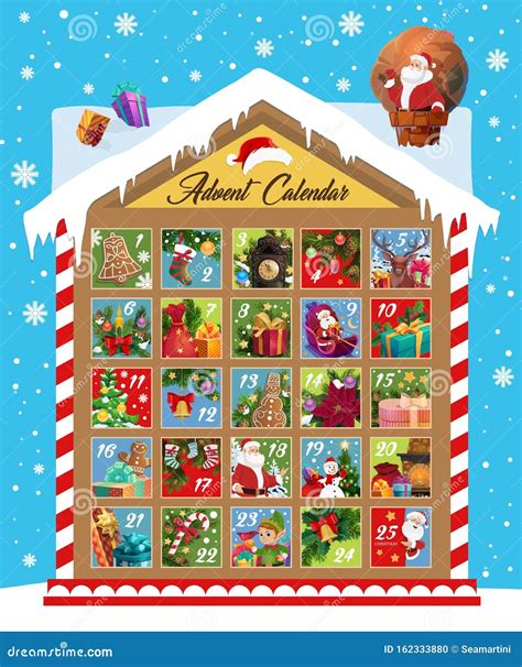 Advent Calendar Of Christmas And New Year Holidays Stock Vector