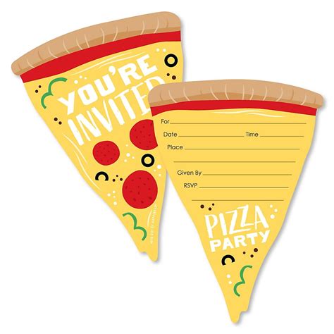 Pizza Party Time Shaped Fill In Invitations Baby Shower Or Birthday