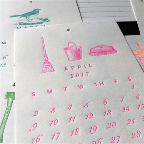 2017 Letterpress Calendars Are Here We Love The Pink April Page A