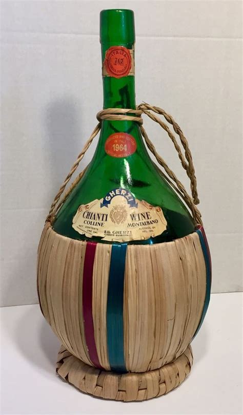 Chianti Wine Bottle Straw Wrapped 1964 Extra Large Gallon Green Italy