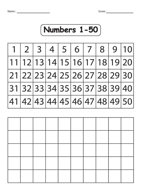 1 To 50 Number Tracing Worksheets
