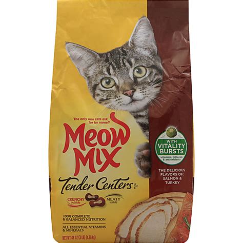 Meow Mix Tender Centers Salmon And Turkey Flavors With Vitality Bursts Dry Cat Food 3 Pound Cat