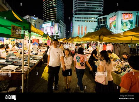Shopping In The Outdoor Portion Of Dongdaemun Night Market Seoul South