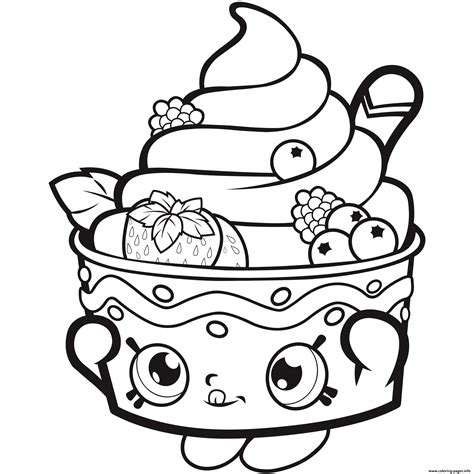 Shopkins Icecream Strawberry Coloring Page Printable