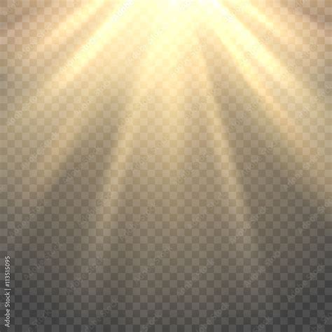Vector Sunlight Sun Beams Or Sun Rays On Transparent Background Stock
