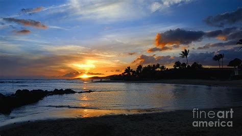 Sunset Poipu Beach Park In Poipu Kauai Hawaii Photograph By Jh Photo