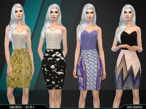 Sims4krampus Fana Dress Set Of 4 Set Dress Dresses Sims