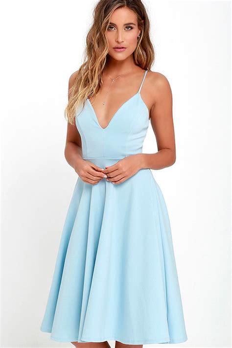 Lovely Light Blue Dress Midi Dress Skater Dress 5400 Lulus