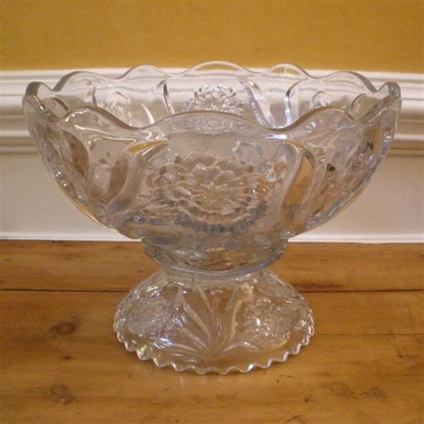 Antique Punch Bowl Large Pressed Glass New Martinsville Etsy