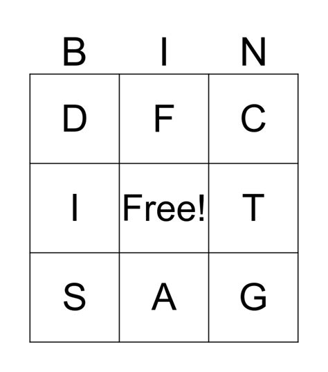 Letters Review Bingo Card