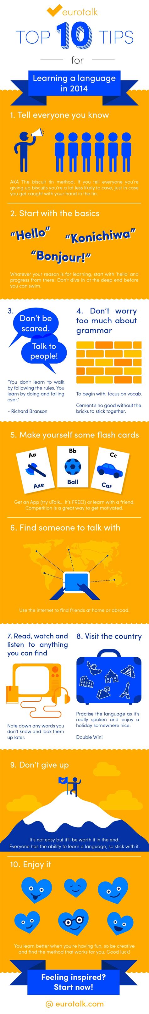 Top 10 Tips For Learning A Language Infographic E Learning Infographics
