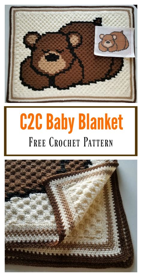 Sleepy Bear C2c Baby Blanket Free Crochet Pattern