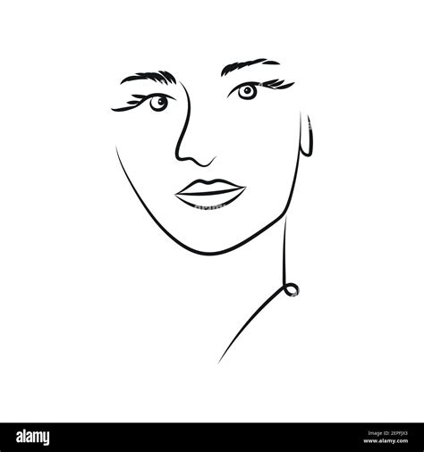 Modern Abstract Face Portrait Linear Ink Brush Line Art Fashion