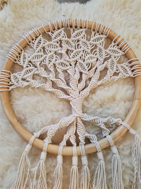 7 pieces of 94 4mm natural cotton macrame rope (3 ply twisted or single strand will work, i used 3 ply) 6 pieces of 63 3 or 4mm mustard cotton macrame string (or whatever color you prefer, this can be 3 ply twisted or single strand, i used 3mm single strand but it. Tree of Life Macrame Wall Hanging #treeoflife # ...