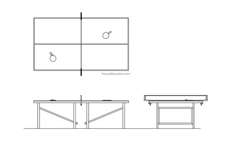 Ping Pong Table Autocad Block Planelevations Free Cad Floor Plans