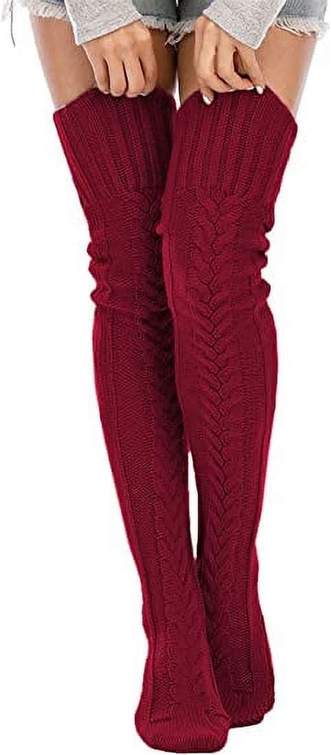 Women S Cable Knit Thigh High Socks Winter Boot Stockings Extra Long Over Knee High Leg Warmers