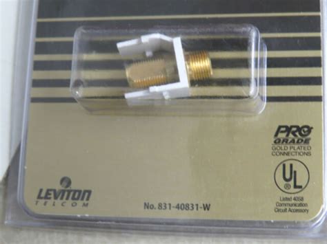 Leviton 40831 Quickport F Type Adapter Gold Plated White For Sale