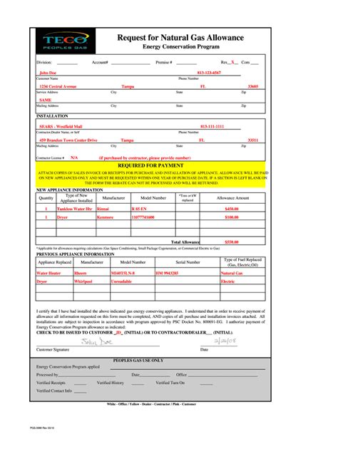 teco request for natural gas allowance fill out and sign printable