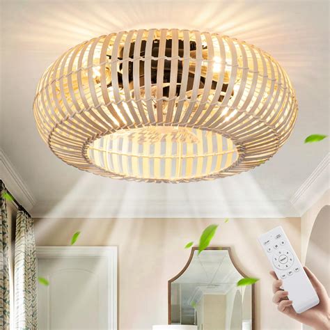 Boho Caged Ceiling Fans With Lights Farmhouse Low Profile Flush