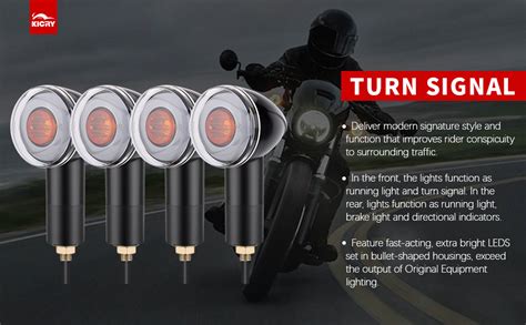 Kicry Motorcycle Led Turn Signals Lights Front Rear 4pcs