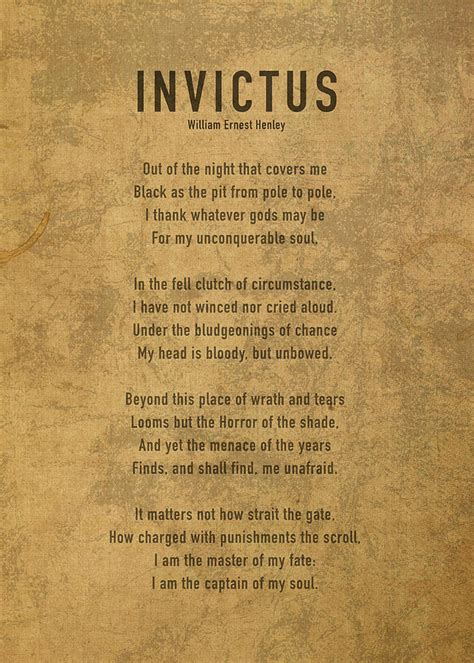 INVICTUS BY WILLIAM E HANLEY POEM ANALYSIS