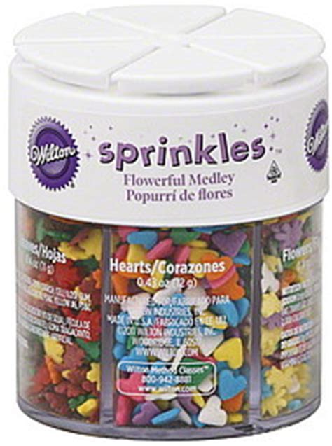 Choose from contactless same day delivery, drive up and more. Wilton Sprinkles Flowerful Medley 2.54 oz Nutrition ...