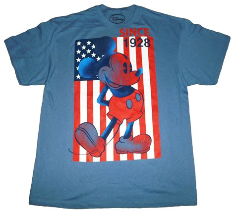 Disney Mickey Mouse American Flag Mens T Shirt 2xl Slate Blue