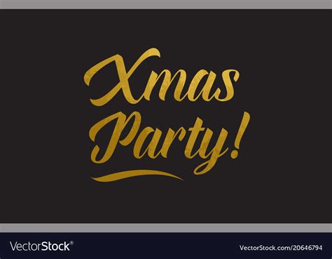 Xmas Party Gold Word Text Typography Royalty Free Vector