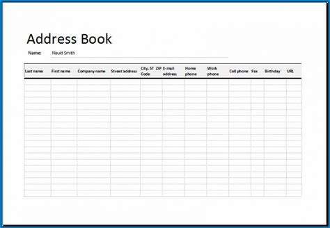 √ Free Printable Excel Address Book Template